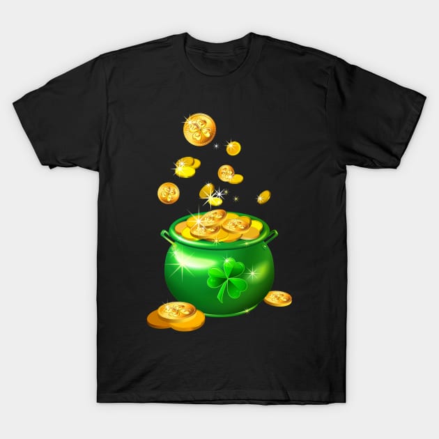 St. Patrick`s Day shiny green pot T-Shirt by kavalenkava